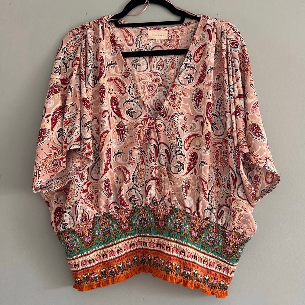 Melloday 2X Faux Wrap Blouse